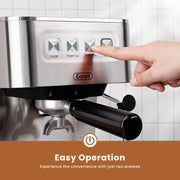Gevi 20 Bar Espresso Machine, Stainless Steel, Adjustable Steam Wand, 35 oz Water Tank, Professional Coffee Maker, ECMB0