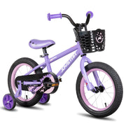Joystar Cervine 14 Inch Kids Bicycle, Adjustable Seat, Training Wheels, Foot Brake, Chain Guard, Purple