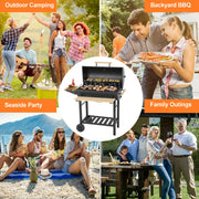 Segmart S5858 30-Inch Barrel Charcoal Grill with Warming Rack & Front Storage Basket