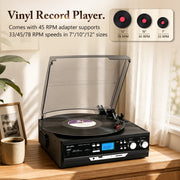 RetroAudio 10 in 1 Turntable with Bluetooth, Built-in Stereo Speakers, AM/FM Radio, Cassette Player, USB/SD Recorder, Aux-in, RCA Line-Out, 3-Speed TR17