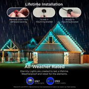 Enbrighten 86244 150ft Wi-Fi Eternity Lights, Permanent Outdoor Lights, 108 Lights, Smart LED Eaves Lights, White