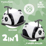 Yvolution My Buddy Roller 2-in-1 Panda Plush Ride-On Toy with Rocker and Ride-On Modes, Eco-Friendly, Machine-Washable Cover, Ages 10-36 Months, MT01W2