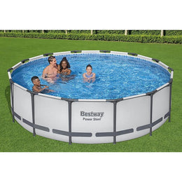 Bestway Power Steel Round Above Ground Pool Set, L 14' x W 42