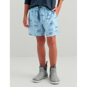 Huk Kids Pursuit Volley Swim Shorts, Cerulean Dog Fishin, Quick-Dry, Lightweight, 4-Way Stretch, UPF 30+, H7200023