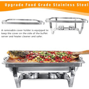 Jacgood Chafing Dish Buffet Set, 4 Pack, 8 Quart Half Pan, Stainless Steel Food Warmer with Water Pans and Fuel Holders