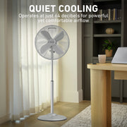 Holmes 16 Inch Oscillating Pedestal Fan, 3-Speed, Adjustable Height and Tilt, Brushed Chrome, 14545