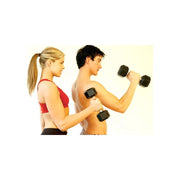 Cap Barbell SDR-045 Rubber Coated Hex Dumbbell with Contoured Chrome Handle 45LB