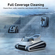 Seauto Crab Cordless Robotic Pool Cleaner with 3D Obstacle Avoidance, Smart Path Planning, 4500Pa Suction, 7800mAh Battery, Gray