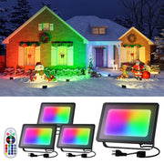 Yinghao 4 Pack 50W LED Flood Lights, 16 Multicolor Options, Remote Controlled, Waterproof, Indoor Outdoor Up Lighting