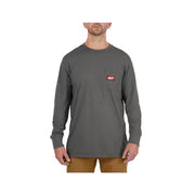 Milwaukee 606G-M Men's Medium Gray GRIDIRON Cotton/Polyester Long-Sleeve Pocket T-Shirt