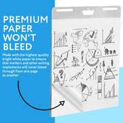 Impresa Sticky Easel Pads, Premium Bright White Paper, Strong Adhesive Backing, 25 x 30 in, Pack of 5, 150 Sheets