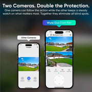 Wyze Duo Cam Pan Indoor/Outdoor Smart Security Camera 2K IP65 360 Degree Pan/Tilt with Color Night Vision and Spotlight
