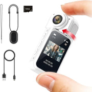 MUSICOZY Wearable Body Camera, 128GB, 2.7K FHD, 170 Wide-Angle Lens, 180 Rotate, Thumb Size, White