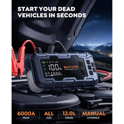 Buture 6000A Car Jump Starter Power Bank with Air Compressor - Portable