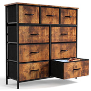 Yangming Yangming-bc Fabric 9-Drawer Dresser with Steel Frame and Wooden Top - Rust Brown
