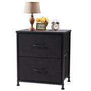 Edx Nightstand with 2 Removable Fabric Drawers, Black, Modern Design
