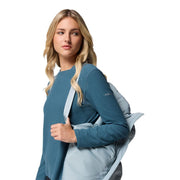 Columbia Women's Amaze Puff Hooded Down Outerwear Coat, 650-Fill Power, Water-Repellent, Crushed Blue, Large, 213371