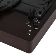 VIPQV E202-A019~008wal Vinyl Record Player Turntable with Bluetooth 5.0, 3-Speed Belt Drive, External Stereo Speakers, Brown Retro Design
