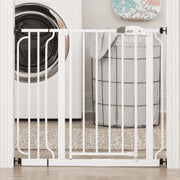 Regalo Easy Step Baby Gate, Pressure Mounted, Adjustable 29-38.5 in Wide, Walk-Through Door with Safety Lock, Metal Construction, Black, 1160 B DS
