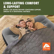 Ozark Trail Queen Air Mattress, 13in Height, Built-In USB Pump, Supportive Coil Beams, Velvet-Like Surface, Includes Repair Patch and Storage Bag, 13448