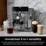 Ninja Luxe Cafe Premier Series Espresso Machine, 3-in-1 Espresso, Drip Coffee, Rapid Cold Brew, Integrated Conical Burr Grinder, Hands-Free Dual Froth System, Gunmetal Gray, ES601GM