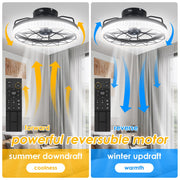 Jinyi 20in Small Caged Ceiling Fan with LED Light, Remote and App Control, Flush Mount Low Profile, 5 Enclosed Blades, 6 Wind Speeds