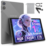 FITIFUN 10.1 Inch Android Tablet, Penta-Core A333 Processor, 8GB RAM, 32GB Storage, 1TB Expandable, HD IPS Display, Dual 2MP Cameras, Gray, M10