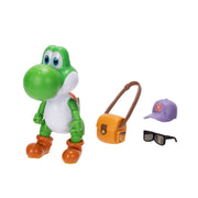 Jakks Pacific Super Mario Galaxy Movie Yoshi 5 Inch Action Figure with Hat Sunglasses Satchel Accessories 432514
