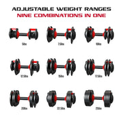 FitRx Quick-Select 9 in 1 Adjustable Dumbbell, Single Black