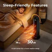 Happinter Patbrela 25-Inch Ceramic Space Heater, 1500W, 4 Heat Settings, Remote Control, 75 Oscillation, ECO Mode, 12H Timer, Quiet Operation
