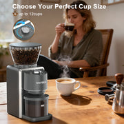 VAVSEA Conical Burr Coffee Grinder, 35 Grind Settings, Electric Bean Grinder for Espresso, Drip, Pour Over, Cold Brew, French Press, Matte Gray