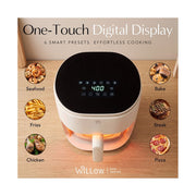 Willow Eco Series Glass Basket Air Fryer, 5 Qt, White, Digital Touchscreen with 8 Presets, 1500W High Power, Non-Toxic Glass Basket