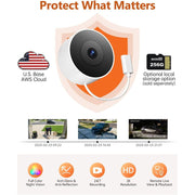 Picturesky Window Camera 2K Ultra HD Home Security Camera with Starlight Night Vision, Dual-Band 2.4G & 5G WiFi, Real-Time 911 Emergency Dispatch, Local U.S. Cloud Storage, White, Pack of 2