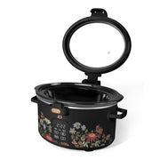 Made By Gather 29281 Beautiful 4 Qt Digital Slow Cooker with Spill-Proof Hinged Locking Lid, Touch Display, Matte Steel Housing, Wildflower Black