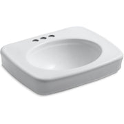 Bancroft 5 in. Vitreous China Pedestal Sink Basin in White with Overflow Drain
