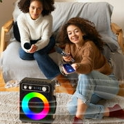 Bonaok T03-BK-MI053AB Karaoke Machine with 2 Wireless Microphones, Black