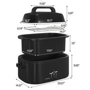 RoyalCraft Z-ER 26QT Electric Turkey Roaster Oven w/Visible Glass Lid, Black