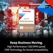 Toshiba N300 Pro 10TB Internal Hard Drive, 3.5-Inch, SATA 6Gb/s, 7200 RPM, 512MB Cache, NAS-Optimized, High Workload Capacity