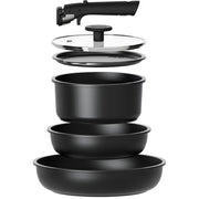 Carote A11058 Nonstick Detachable Pots and Pans Set, 6 Pieces Induction Cookware Set, Black