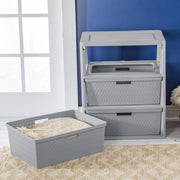 Sterilite Wide 3 Drawer Tower Storage Cart with Removable Plastic Bins, Opaque Weave Design, Easy Assembly, Gray, 4430-6A