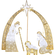 Best Choice Products 4.5ft Lighted 2D Christmas Nativity Scene Outdoor Yard Decoration with 115 LED Lights, Gold Metal Frame, SKY8026