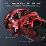 KastKing MegaJaws Elite Baitcasting Fishing Reel, AutoMag Dual Braking System, 17.6 lb Carbon Fiber Drag, 9.1:1 Gear Ratio, CNC Aluminum Frame, Carbon Side Cover, 6.2 oz