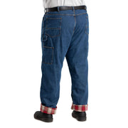 Berne Men's Heartland Flannel-Lined Denim Jeans, Stone Wash Dark, Relaxed Fit, Utility Pockets, 30W x 30L, P2213SWD