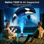 Campark PR09 Mini Projector, Portable, 4K Support, Native 1080p, WiFi 6, Bluetooth 5.2, Built-in Battery, 220 Adjustable Tilt, Short Throw
