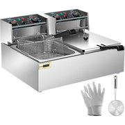 SPECSTAR X0036NJ8YN Electric Deep Fryer Commercial 20.7 qt 5000W 2 Bins 2-Basket