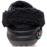 Crocs Classic Lined Holiday Lights Clogs, Black Multi, Unisex, Pivoting Heel Strap, Fuzzy Liner, 212054