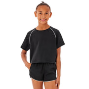 Girl's Sandwash T-Shirt, Size:XS 4/5, Black