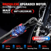 Ruzorbolt Tough 21V Cordless Ratchet Wrench 3/8, Brushless Motor, 88 Ft-lbs Torque, 2x 2.0Ah Batteries, 500 RPM, LED Light, 9-Piece Set DC5129AS-W
