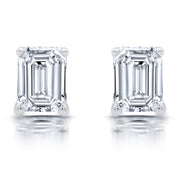 Brilliance Fine Jewelry 1/3 CTTW Lab Grown Emerald Diamond Stud Earrings for Women, Sterling Silver