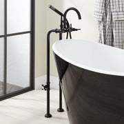 HL-621T-L-MB-U Sebastian Gooseneck Tub Faucet with Hand Shower - Lever Handles - Matte Black